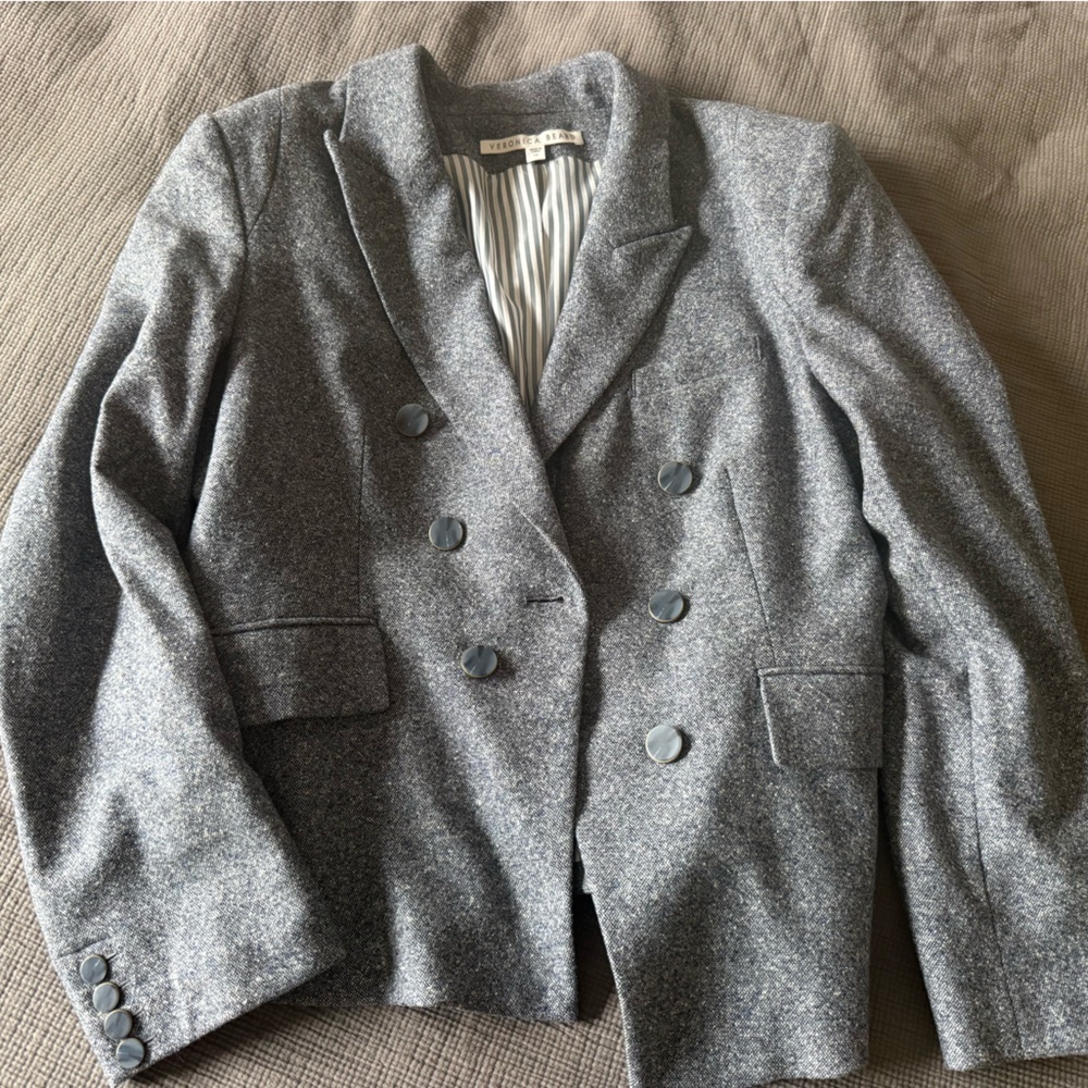 Veronica Beard Diego Wool and Silk-blend Dickey Blazer.